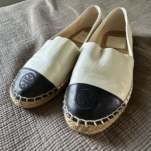 Tory Burch Two-Tone Leather Espadrille Flats